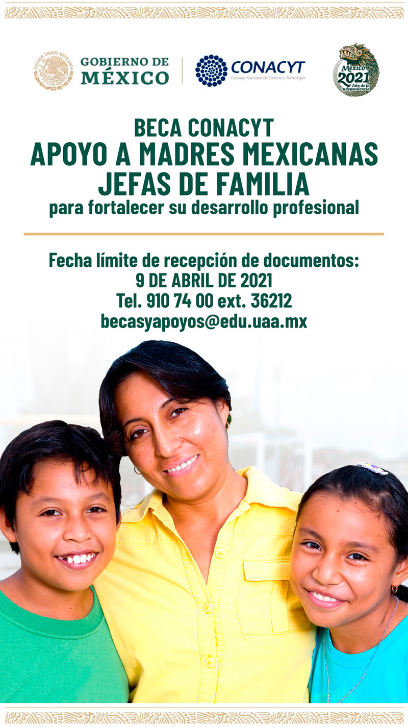 Imagen de Becas CONACYT de apoyo a madres mexicanas jefas de familia, 2021-1, 